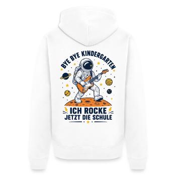 Einschulung Astronaut Gitarre Shirt - Unisex Premium Bio Zip Hoodie - Weiß - Hinten - Thijin (182cm)
