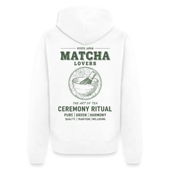 Matcha Lovers Kyoto Japan Ceremony Ritual Tea - Unisex Premium Organic Zip Hoodie - white - Back - Thijin (182cm)