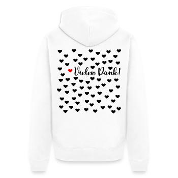 Dankbarkeit Vielen Dank Herzen - Unisex Premium Bio Zip Hoodie - Weiß - Hinten - Thijin (182cm)