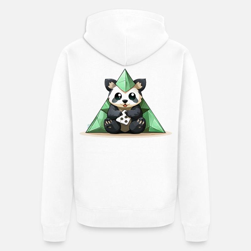 Pyramide de Cristal de Panda - Veste à capuche bio Premium Unisexe - blanc