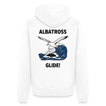 Albatros, Heuler, Seegleit-Albatros - Unisex Premium Bio Zip Hoodie - Weiß - Hinten - Thijin (182cm)