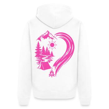 Camping Nature Adventure dans les Montagnes Heart - Veste à capuche bio Premium Unisexe - blanc - Dos - Thijin (182cm)