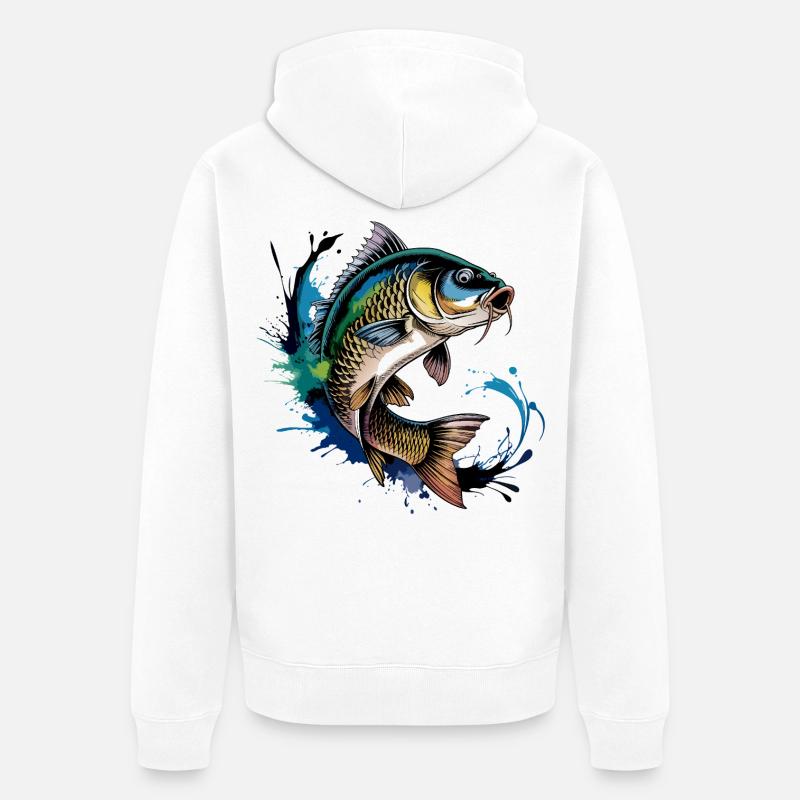 Springender Karpf - Unisex Premium Bio Zip Hoodie - Weiß