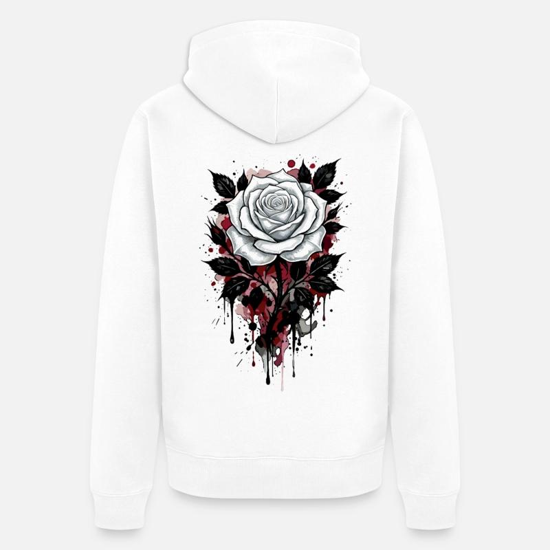 Rose, Rose Blanche, Rose et Fleurs - Veste à capuche bio Premium Unisexe - blanc