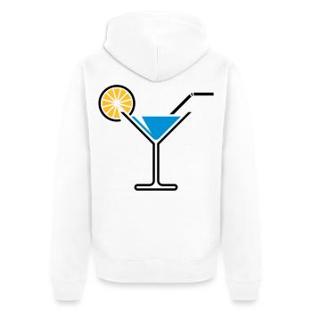 Cocktail / Cocktailglas / Martini + (Hellblau) - Unisex Premium Bio Zip Hoodie - Weiß - Hinten - Thijin (182cm)