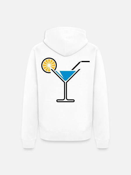 Cocktail / Cocktail Glass / Martini + (Light Blue) - Unisex Premium Organic Zip Hoodie - white