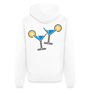 2 Cocktailgläser / Cocktail / Martini + (Hellblau) - Unisex Premium Bio Zip Hoodie - Weiß - Hinten - Thijin (182cm)