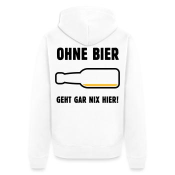 Ohne Bier Geht Gar Nix Hier! (Bierchen / POS 2C) - Unisex Premium Bio Zip Hoodie - Weiß - Hinten - Thijin (182cm)