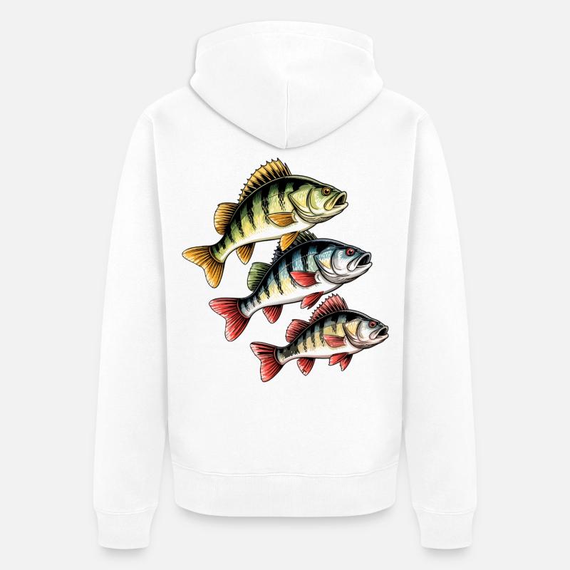Pêche à la perche - Veste à capuche bio Premium Unisexe - blanc