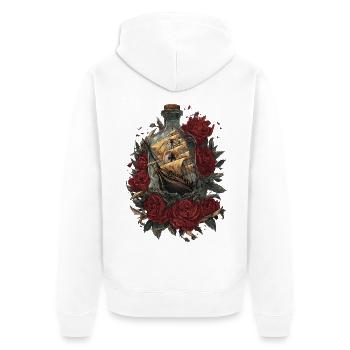 Navire en bouteille - Roses et liberté - Veste à capuche bio Premium Unisexe - blanc - Dos - Thijin (182cm)
