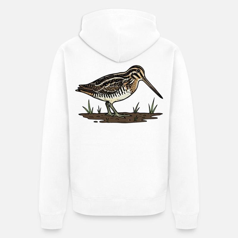Bécassine Marais Snipe Camouflage Oiseau - Veste à capuche bio Premium Unisexe - blanc