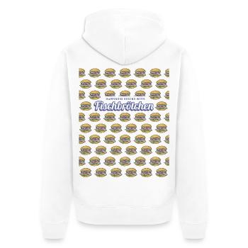 Fischbrötchen mit Matjes oder Bismarckhering - Unisex Premium Bio Zip Hoodie - Weiß - Hinten - Thijin (182cm)