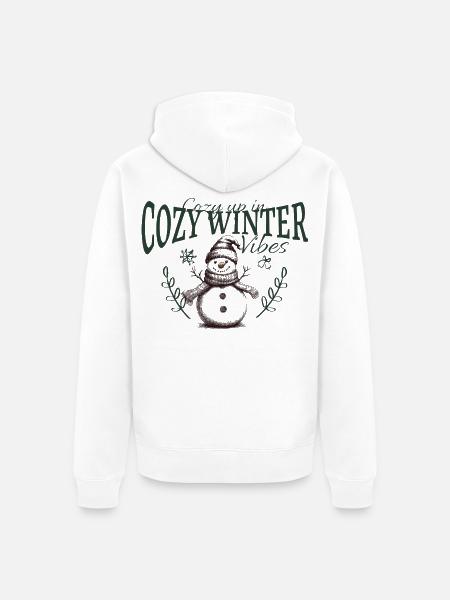 Cozy Winter Vibes Schneemann - Unisex Premium Bio Zip Hoodie - Weiß