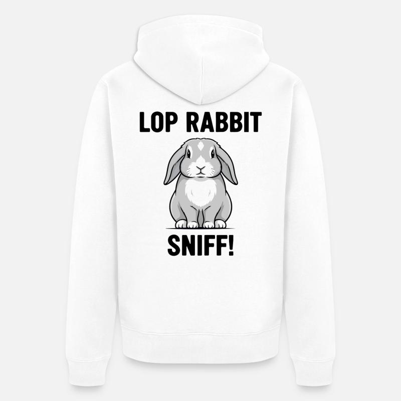 Lapin Bélier Sniff Lop Rabbit Gris - Veste à capuche bio Premium Unisexe - blanc