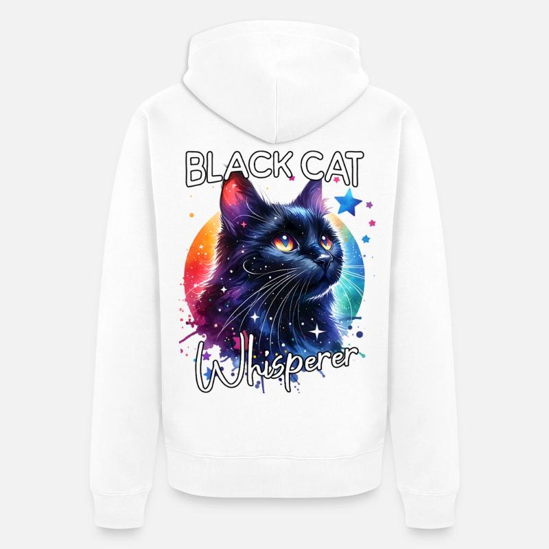 Schwarze Katze Flüsterer - Unisex Premium Bio Zip Hoodie - Weiß