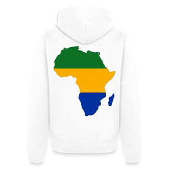 Gabon_Flagge_Afrika - Unisex Premium Bio Zip Hoodie - Weiß - Hinten - Thijin (182cm)