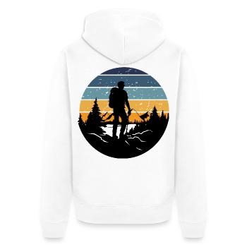 Retro-Schlafenszeitwanderer - Unisex Premium Bio Zip Hoodie - Weiß - Hinten - Thijin (182cm)