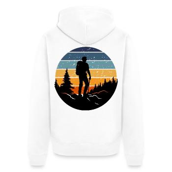 Hiker silhouette reclining retro forest - Unisex Premium Organic Zip Hoodie - white - Back - Thijin (182cm)