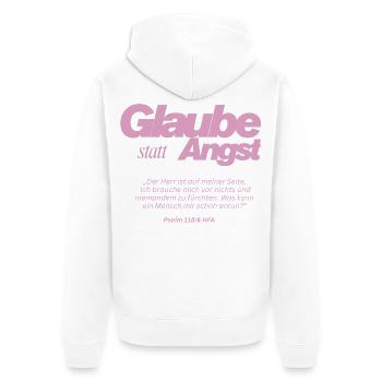 Glaube statt Angst  - Unisex Premium Bio Zip Hoodie - Weiß - Hinten - Thijin (182cm)