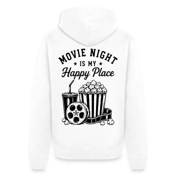 Movie Night is my Happy Place Kino Film Popcorn - Unisex Premium Bio Zip Hoodie - Weiß - Hinten - Thijin (182cm)