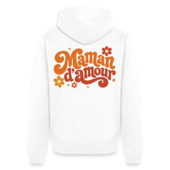 Maman d'amour groovy florale - Veste à capuche bio Premium Unisexe - blanc - Dos - Thijin (182cm)