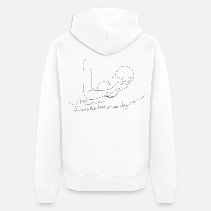 Amour Maternel: Dans tes Bras - Veste à capuche bio Premium Unisexe - blanc