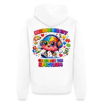 Neurodiversität Autismus Stars Kind - Unisex Premium Bio Zip Hoodie - Weiß - Hinten - Thijin (182cm)