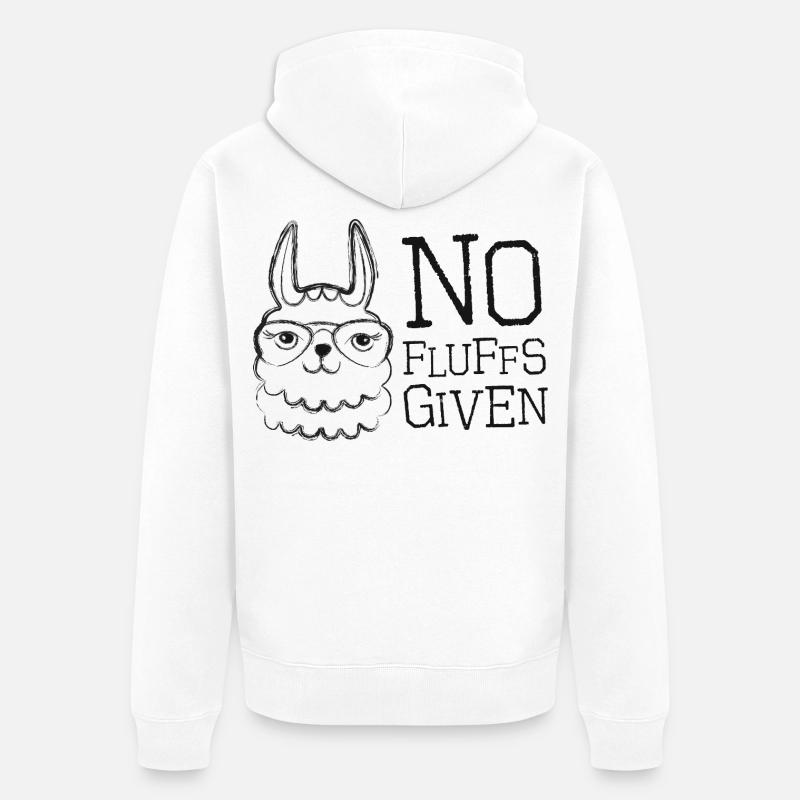  Lama mit Brille No Fluffs Given - Unisex Premium Bio Zip Hoodie - Weiß