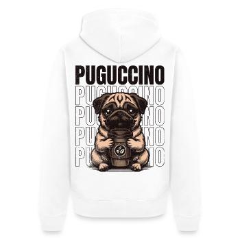 Puguccino Pug Kaffee & Coffee Vibes - Unisex Premium Organic Zip Hoodie - white - Back - Thijin (182cm)