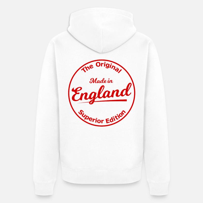 Rouge Original Stamp England - Veste à capuche bio Premium Unisexe - blanc