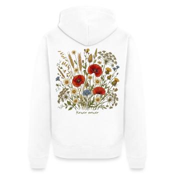 Blumenwiese im Aquarellstil - Unisex Premium Bio Zip Hoodie - Weiß - Hinten - Thijin (182cm)