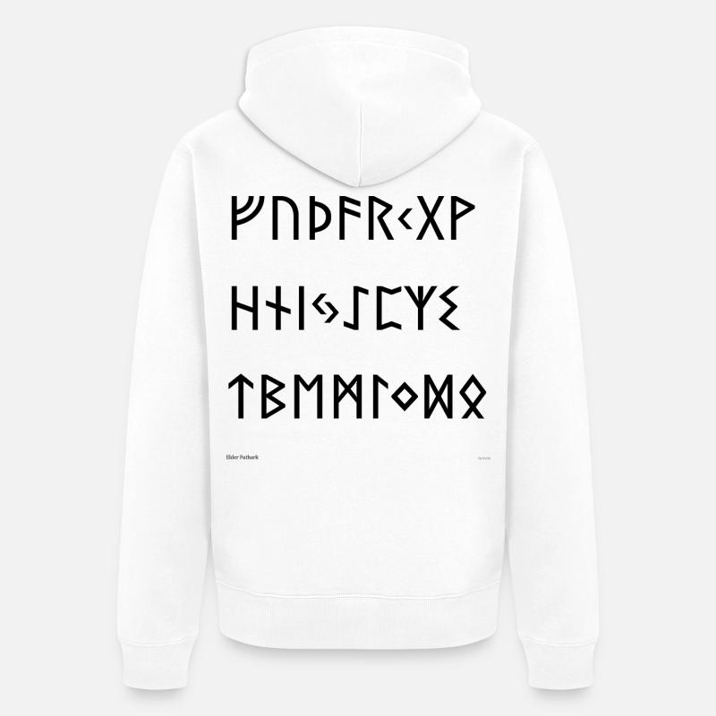 Futhark de l’Ancien (noir) - Veste à capuche bio Premium Unisexe - blanc