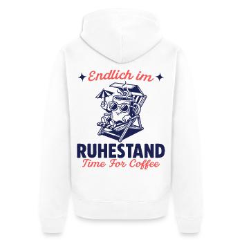 Endlich im Ruhestand Zeit für Kaffee - Unisex Premium Bio Zip Hoodie - Weiß - Hinten - Thijin (182cm)