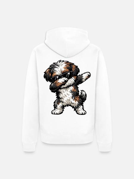Dabbing Bolonka Zwetna - Unisex Premium Bio Zip Hoodie - Weiß