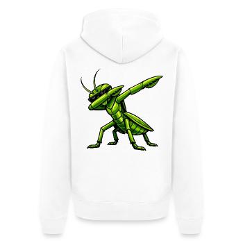 Tamponnement de la mante religieuse - Veste à capuche bio Premium Unisexe - blanc - Dos - Thijin (182cm)