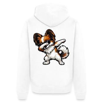 Dabbing Schmetterlingshund - Unisex Premium Bio Zip Hoodie - Weiß - Hinten - Thijin (182cm)