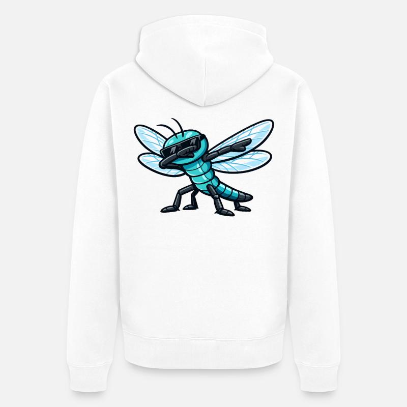 Dabbing Libelle - Unisex Premium Bio Zip Hoodie - Weiß
