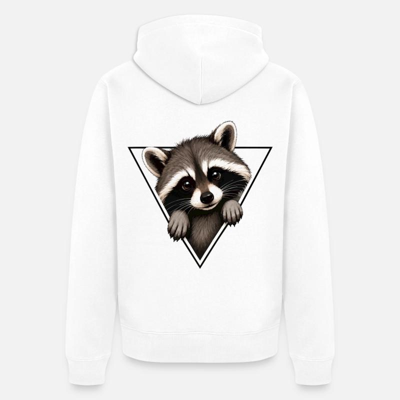 Raton laveur en triangle - Veste à capuche bio Premium Unisexe - blanc