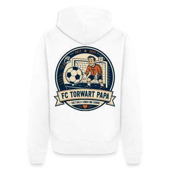 FC Torwart Papa - Unisex Premium Bio Zip Hoodie - Weiß - Hinten - Thijin (182cm)