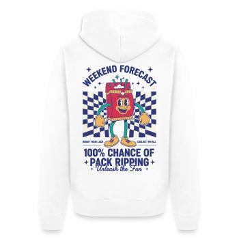 Wochenendprognose: 100-prozentige Chance auf Pack - Unisex Premium Bio Zip Hoodie - Weiß - Hinten - Thijin (182cm)