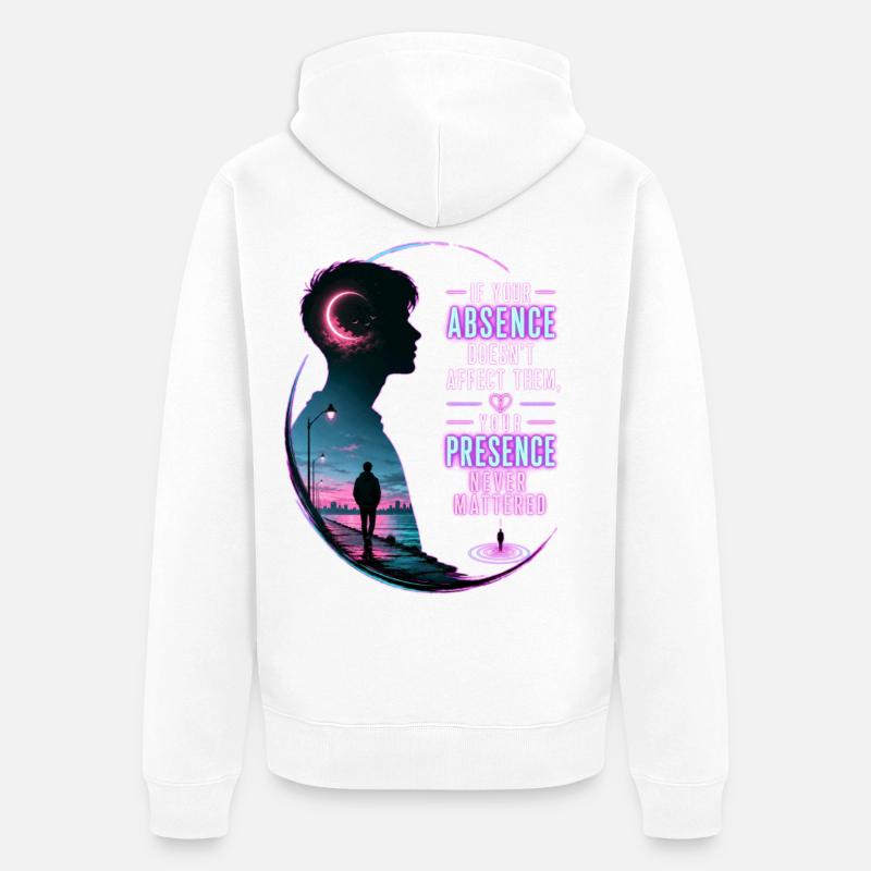 Absence Néon : Présence Élevée - Veste à capuche bio Premium Unisexe - blanc