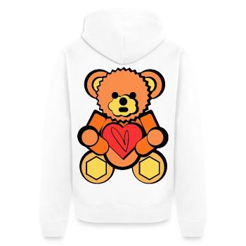 Bear with Heart Block Art - Unisex Premium Organic Zip Hoodie - white - Back - Thijin (182cm)