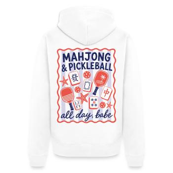 Jeu de Mahjong de Pickleball Mahj - Veste à capuche bio Premium Unisexe - blanc - Dos - Thijin (182cm)