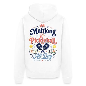 Jeu de Mahjong de Pickleball Mahj - Veste à capuche bio Premium Unisexe - blanc - Dos - Thijin (182cm)
