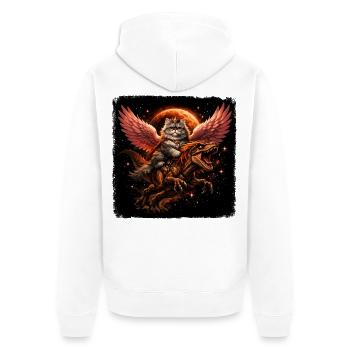 Reine des chats sur T-Rex avec des ailes dans l’espace - Veste à capuche bio Premium Unisexe - blanc - Dos - Thijin (182cm)