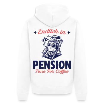 Enfin, à la retraite, c’est pour un café - Veste à capuche bio Premium Unisexe - blanc - Dos - Thijin (182cm)