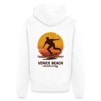 Skateboardeur au coucher de soleil de Venice Beach - Veste à capuche bio Premium Unisexe - blanc - Dos - Thijin (182cm)