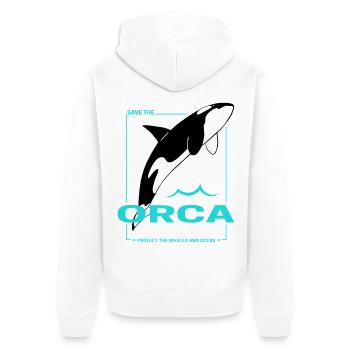 Orca protège les baleines et le design des épaulards marins - Veste à capuche bio Premium Unisexe - blanc - Dos - Thijin (182cm)
