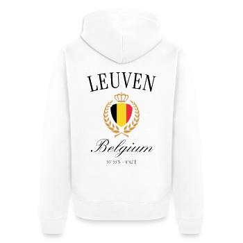 Löwen Belgien Wappen Krone – Reise Souvenir - Unisex Premium Bio Zip Hoodie - Weiß - Hinten - Thijin (182cm)