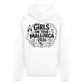 Malle 2026 Girls on Tour 2026 Sekt & Flamingo - Unisex Premium Organic Zip Hoodie - white - Back - Thijin (182cm)